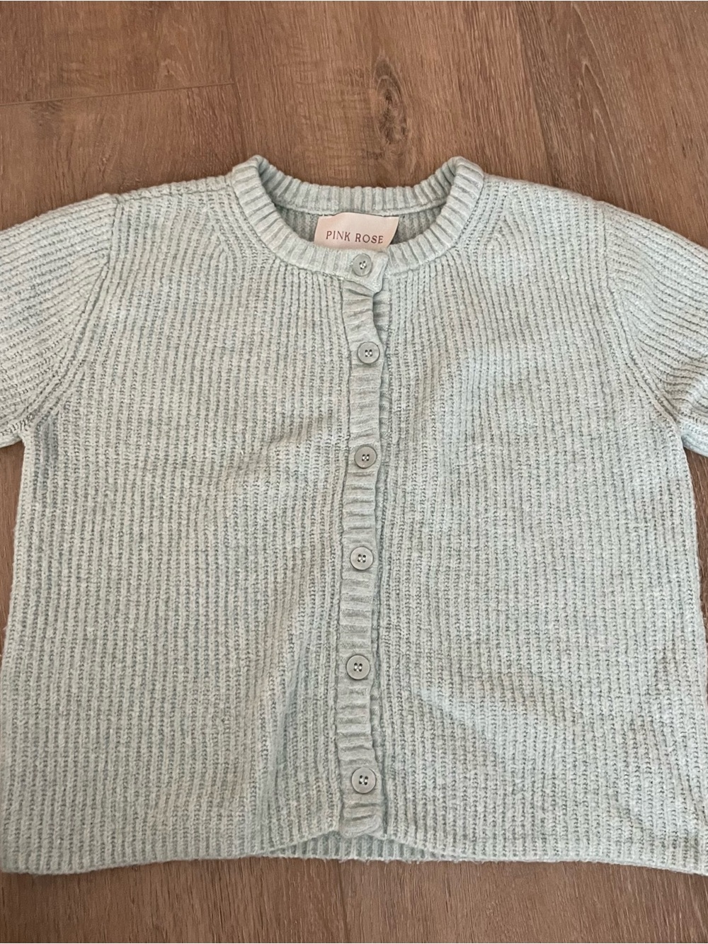 Pink Rose Mint Green Button-Front Chunky Knit Cardigan